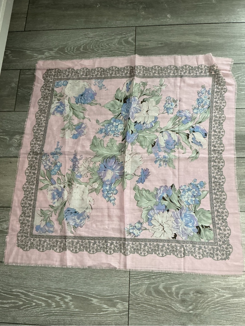 Vintage CHALLIS By Berkshire Pink Floral Square Scarf